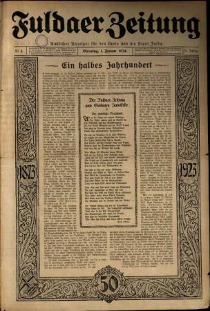 Erste Ausgabe vom Dienstag, den 01. Januar 1924.