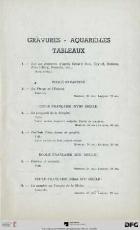 Gravures - Aquarelles - Tableaux (Nr. 1-21)