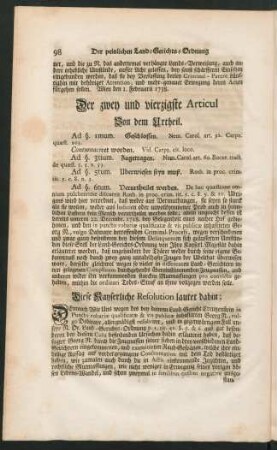 Der zwey und vierzigste Articul Von dem Urtheil.