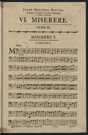 1-44, VI. MiserereOpus III. Violone.