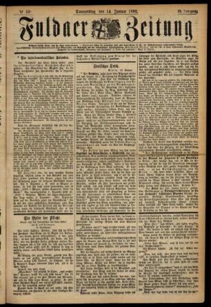 Ausgabe vom Donnerstag, den 14. Januar 1892.