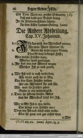 Die Andere Abtheilung. Cap. XV. Johannis