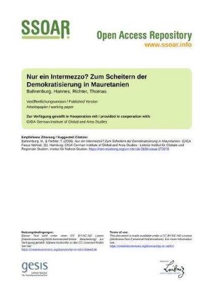 Nur ein Intermezzo? Zum Scheitern der Demokratisierung in Mauretanien