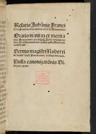 Relatio circa canonizationem Bonaventurae