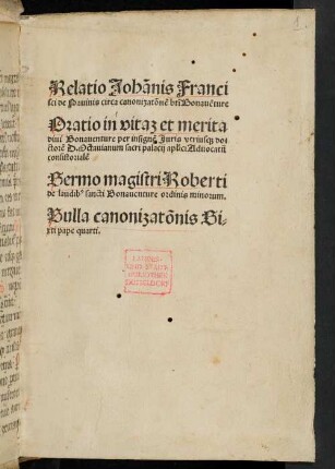 Relatio circa canonizationem Bonaventurae