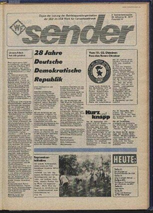 Betriebszeitung 'WF-Sender', Nr.32/1977 (2. Septemberausgabe 1977)