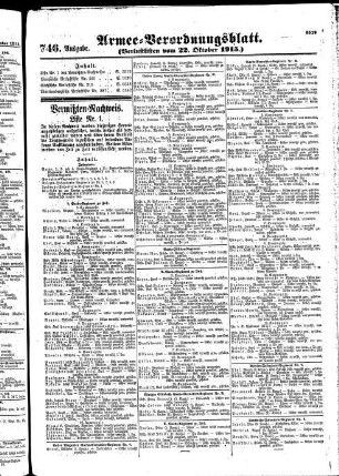 746. Ausgabe. Freitag, 22. Oktober 1915