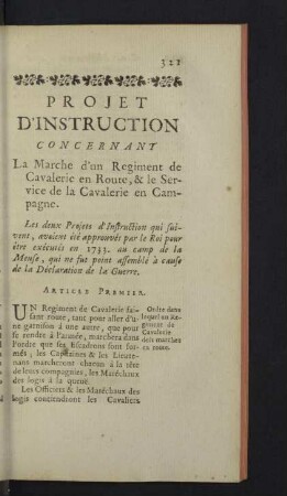 Projet d'instruction concernant