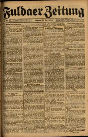 Erste Ausgabe vom Samstag, den 10. April 1920.