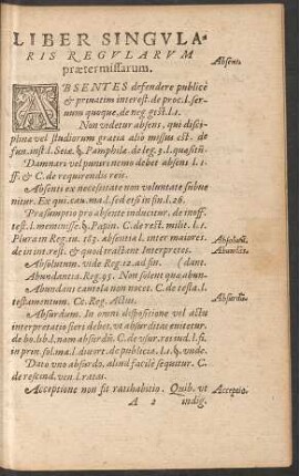 Liber Singularum Regularum praetermissarum.