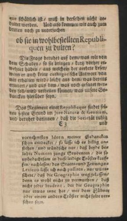 ... ob sie in wohlbestellten Republiquen zu dulten?