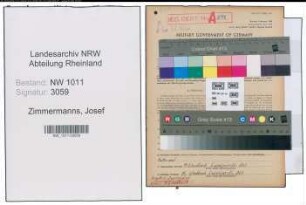 Entnazifizierung Josef Zimmermanns , geb. 14.01.1900 (Eisenbahner)