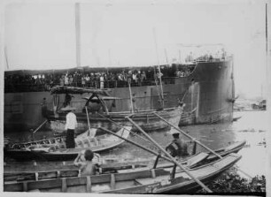 Passagierdampfer : Thailand. Dampfer mit Passagieren im Hafen, 1908/1913