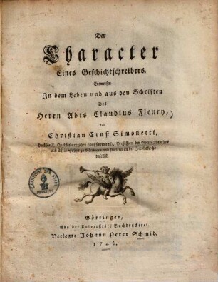 Der Character eines Geschichtschreibers