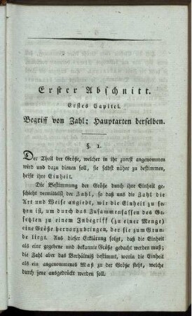 Erster Abschnitt. Begriff von der Zahl.