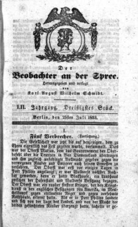 30. Stück, 25. Juli 1853