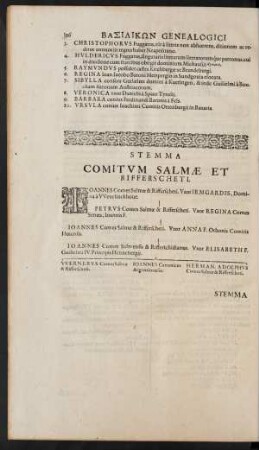 Stemma Comitum Salmae Et Rifferscheti.