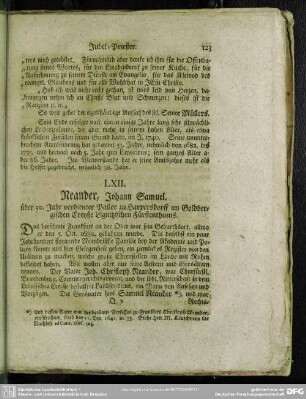 LXII. Neander, Johann Samuel