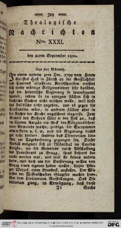 Nro.XXXI - Nro.XLI (den 20ten September - den 20ten December)