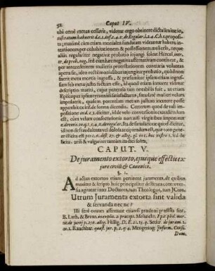 Caput V. De juramento extorto, ejusque effectu ex jure civili & Canonica.