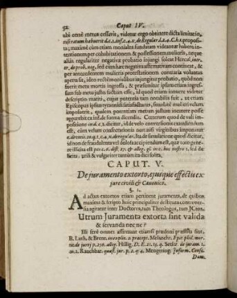 Caput V. De juramento extorto, ejusque effectu ex jure civili & Canonica.