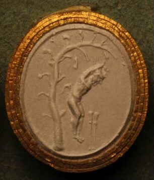 Der an einem Baum hängende Marsyas (Daktyliothek, Erstes Mythologisches Tausend)