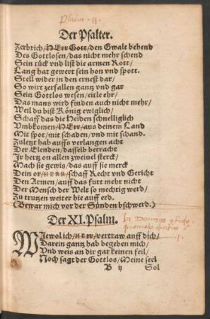Der XI. Psalm. - Der XX. Psalm.
