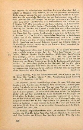 508-509 [Rezension] Leclercq, Jacques, Wege zur Völkergemeinschaft