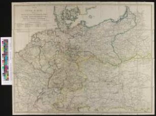 Neueste Post-Karte durch ganz Deutschland und Frankreich bis Paris, durch Ober-Italien, Oestreich, Ungarn, Preussen, Pohlen und Daenemark