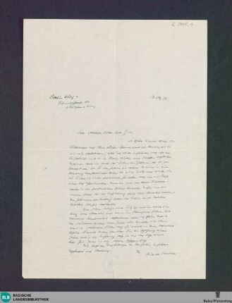 Briefe von Reinhold Schneider an Alexander Zinn - K 3445, 1-2