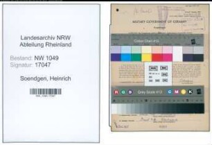 Entnazifizierung Heinrich Soendgen , geb. 15.01.1894 (Bahnbeamter)