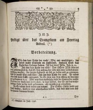 Predigt über das Evangelium am Feyertag Andreä.