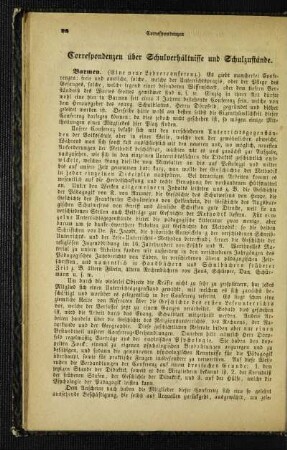 Correspondenzen über Schulverhältnisse und Schulzustände