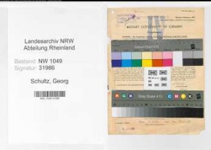 Entnazifizierung Georg Schultz , geb. 30.09.1893 (Kaufmaennischer Angestellter)