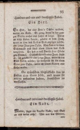 Hundert und ein und dreißigste Fabel. - Hundert und vierzigste Fabel.
