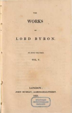 The works of Lord Byron : in five volumes, 5