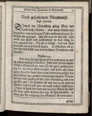 Nach gehaltenem Abendmahl deß Herren