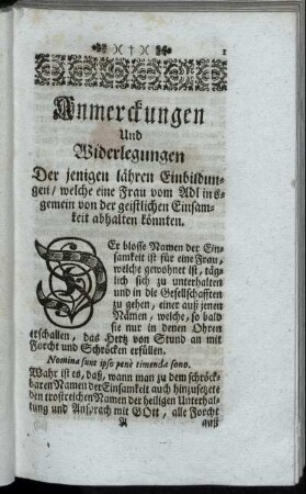 Anmerckungen und Widerlegungen.