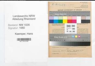 Entnazifizierung Hans Kaemper , geb. 29.08.1910 (Ingenieur)