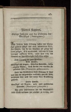 Viertes Kapitel. Giftige Insecten aus der Ordnung der Aderflügel (Neuroptera).