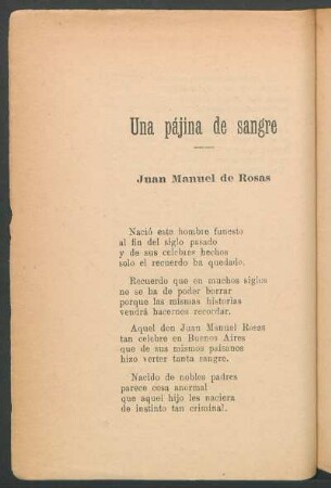 Una pájina de sangre : Juan Manuel de Rosas