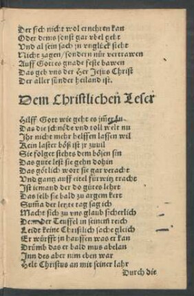 Dem Christlichen Leser