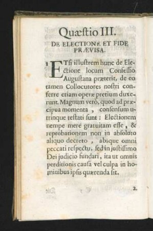Quaestio III. De Electione Et Fide Praevisa.