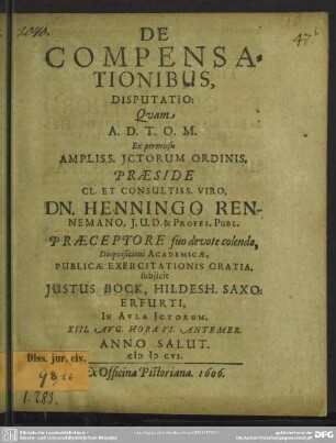 De compensationibus, disputatio