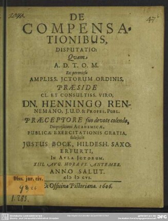 De compensationibus, disputatio