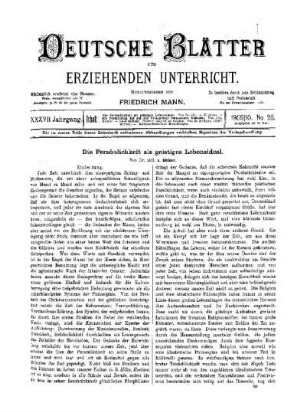 Die Persönlichkeit als geistiges Lebensideal