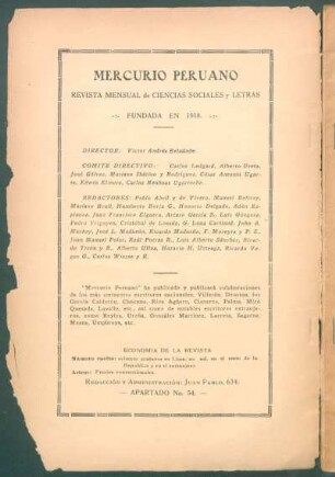 "Mercurio Peruano" - [Pie de imprenta]