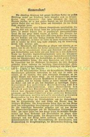 Werbeblatt des Kyffhäuser-Bundes