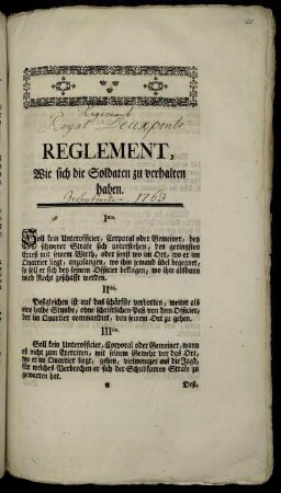 Reglement, Wie sich die Soldaten zu verhalten haben