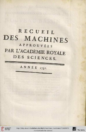 Recueil des Machines Année 1731